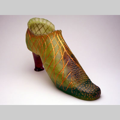 Shoes & Socks - Manhattan - One of many extra large shoes inspired by the lyrics from a <a href='http://en.wikipedia.org/wiki/Tom_Lehrer'>Tom Lehrer</a> song, <a href='http://carolmilne.com/lehrer.html'>The Wiener Schnitzel Waltz</a>. Kiln-Cast lead crystal