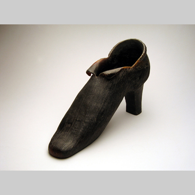 Shoes & Socks - Espresso - One of many extra large shoes inspired by the lyrics from a Tom Lehrer song, The Wiener Schnitzel Waltz. Kiln-Cast lead crystal
