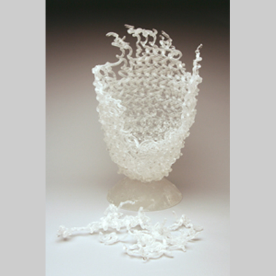 Baskets & Bowls - Nest Egg Lament - Inspired by the financial crisis of 2008. Kiln-Cast lead crystal knitted glass