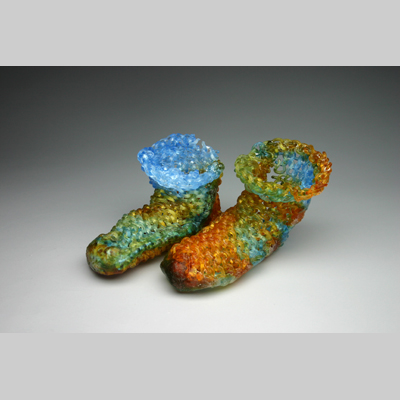 Shoes & Socks - Tattered & Torn Kiln-Cast lead crystal knitted glass