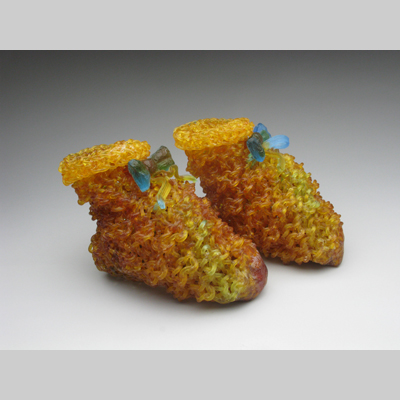 Shoes & Socks - Tweedledum & Tweedledee Kiln-Cast lead crystal knitted glass