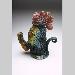 Teapots <br>& <br>Tanqueray - Cock-a-Doodle-Doo - A teapot based on a Rooster Kiln-Cast lead crystal knitted glass