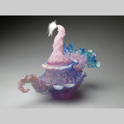 Teapots & Tanqueray - Teabird - Inspired by birds and tango dancers Kiln-Cast lead crystal knitted glass
