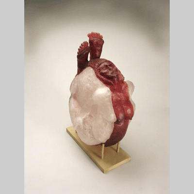 Portraits & People - Line of Scrimmage - The central swath of a woman's body that everyone wants to control. Hot Cast Glass & Kiln Cast lead crystal