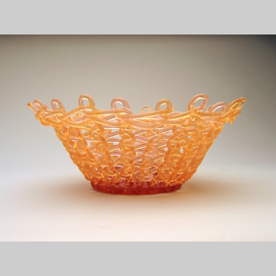 Baskets & Bowls - Peachy Kiln-Cast lead crystal knitted glass