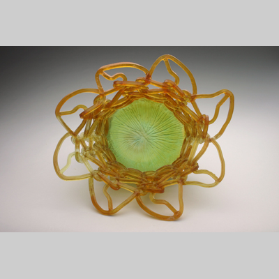 Baskets & Bowls - Fall - A tribute to fall color. Kiln-Cast lead crystal knitted glass