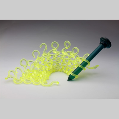 Knitting & Knitted - Radiate - Knitting cast in dayglow uranium glass kiln cast lead crystal