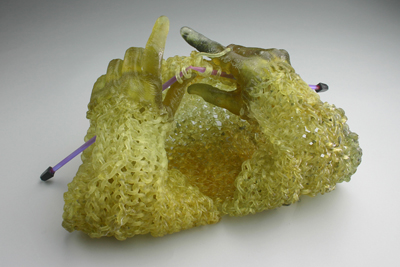 Handmade, Carol Milne, Knitted Glass, kiln cast lead crystal, art glass, sculpture