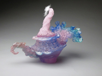 Teabird, Carol Milne, knitted glass, cast glass, art glass, teapot
