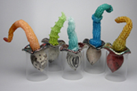 NWDC, Columbia City Gallery, Conquistadors, Carol Milne, kiln cast lead crystal, cast glass, raku